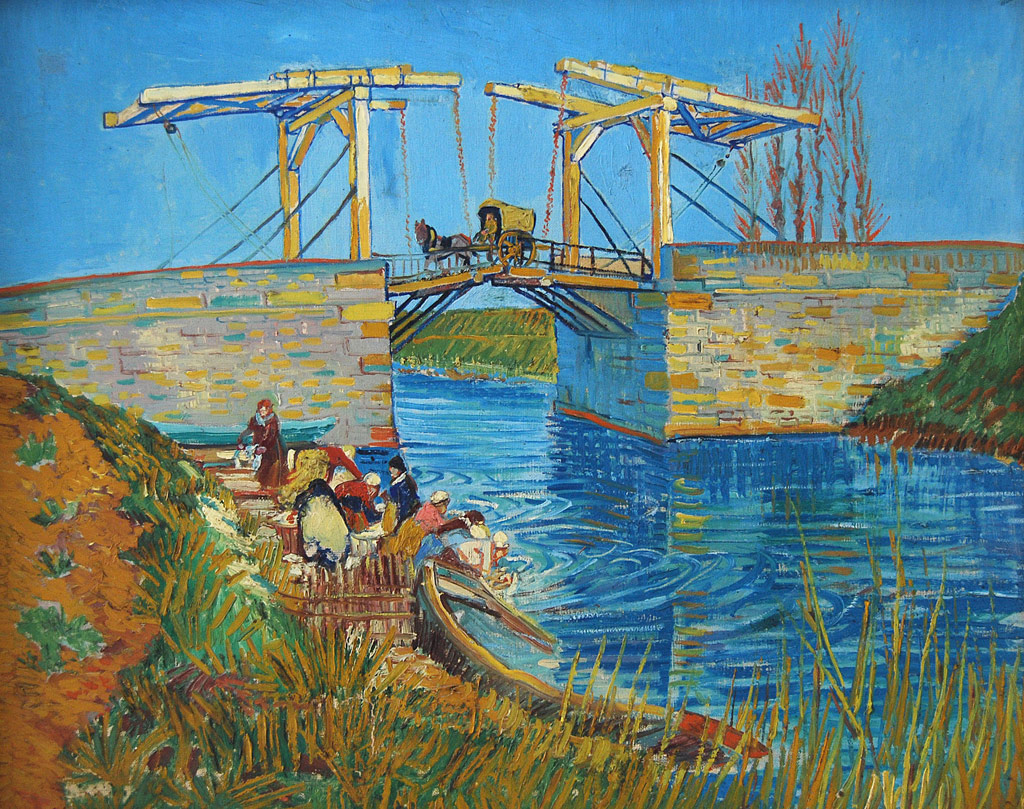 アルルの跳ね橋：アルルのラングロワ橋と洗濯する女性たち／Gogh