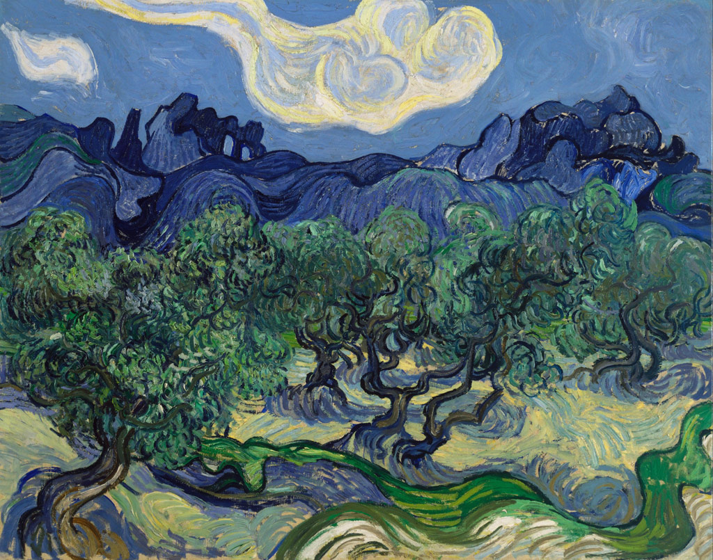 オリーブの木々、背景にアルピーユ山脈／Gogh