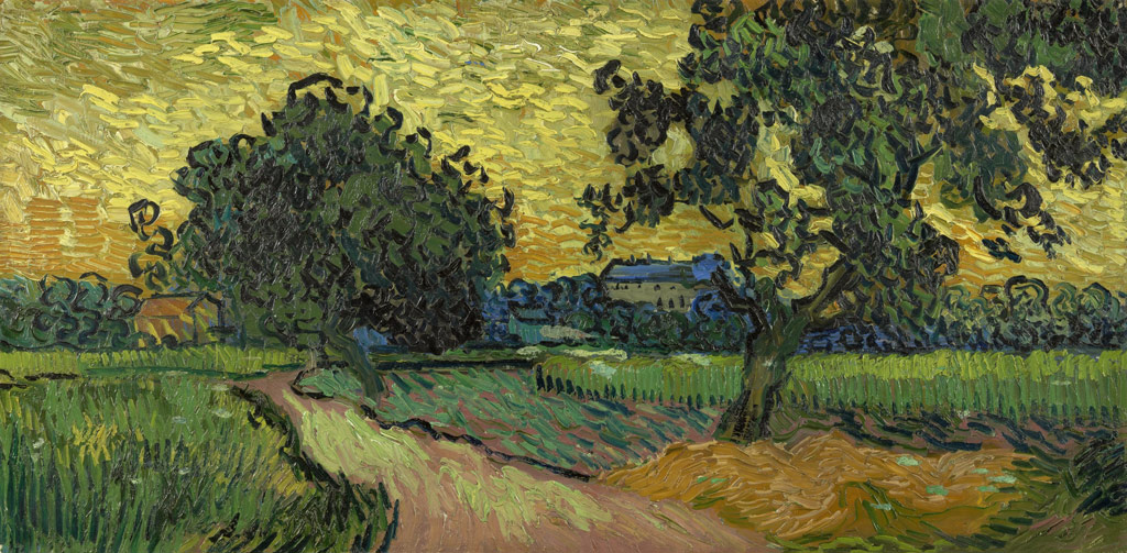 オーヴェルの城館のある日没の風景／Gogh