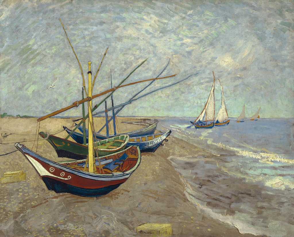 サント＝マリーの浜辺の釣り船／Gogh