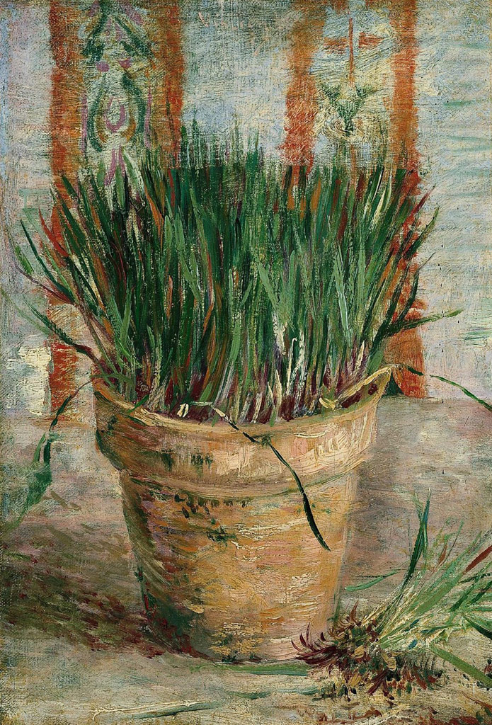 チャイブのある植木鉢／Gogh