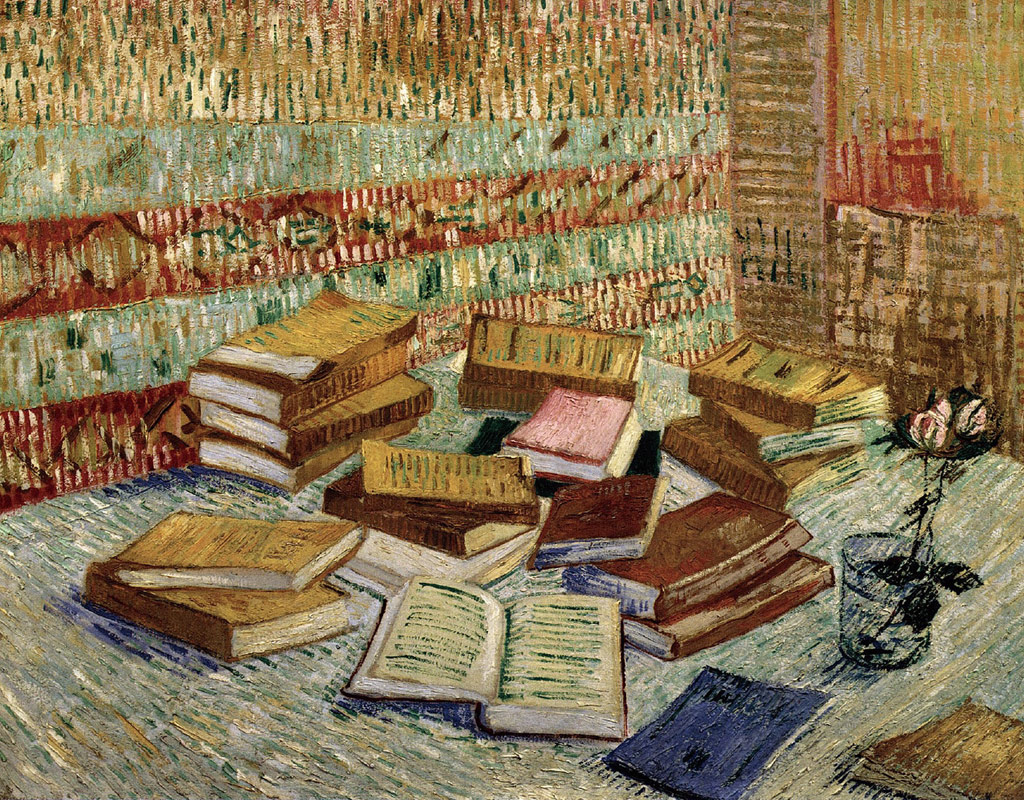 フランスの小説とバラのある静物／Gogh