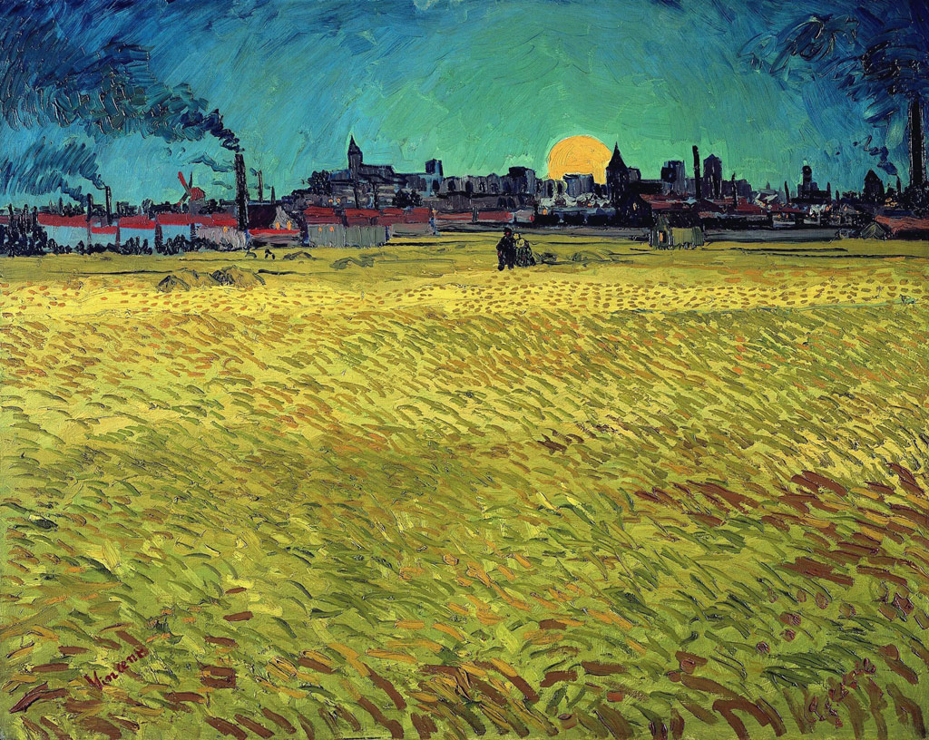 日没：アルル近くの麦畑／Gogh