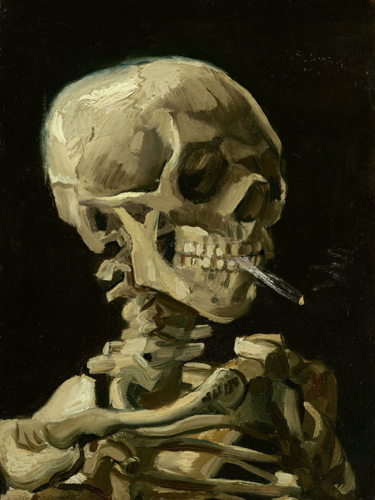 火の付いたタバコをくわえた骸骨／Gogh