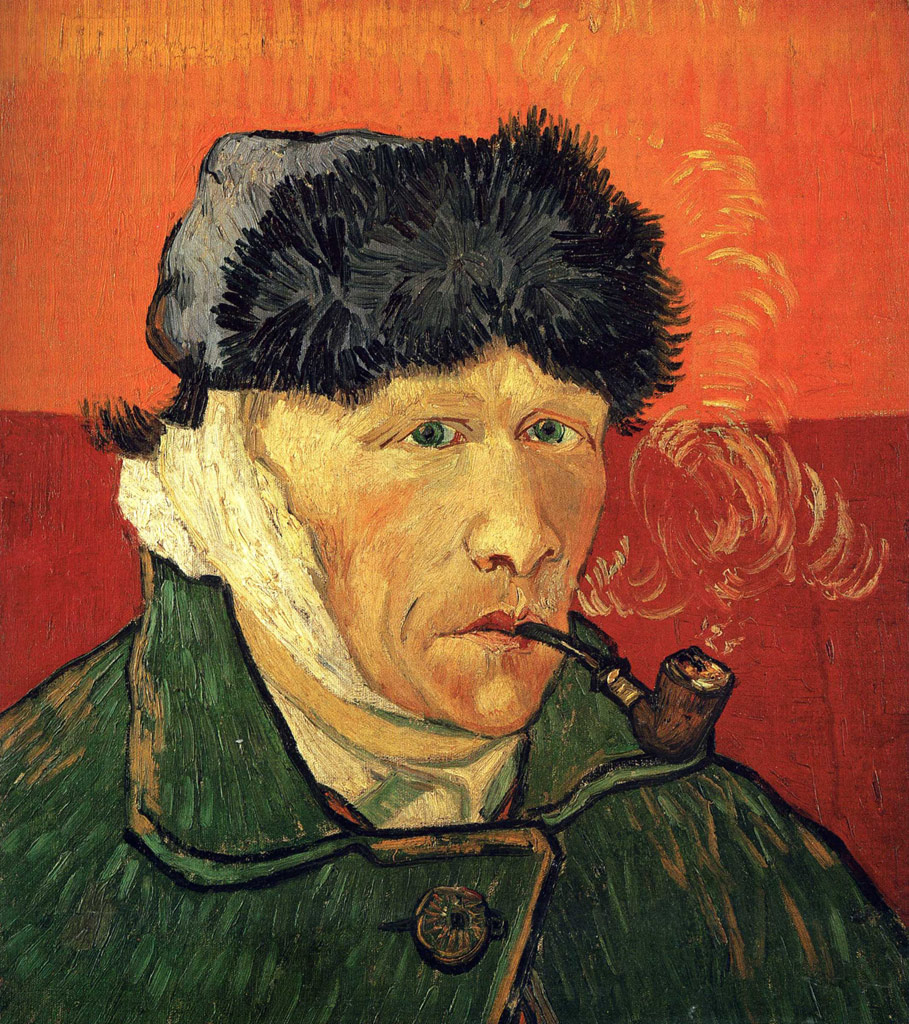自画像（包帯をしてパイプをくわえた自画像）／Gogh