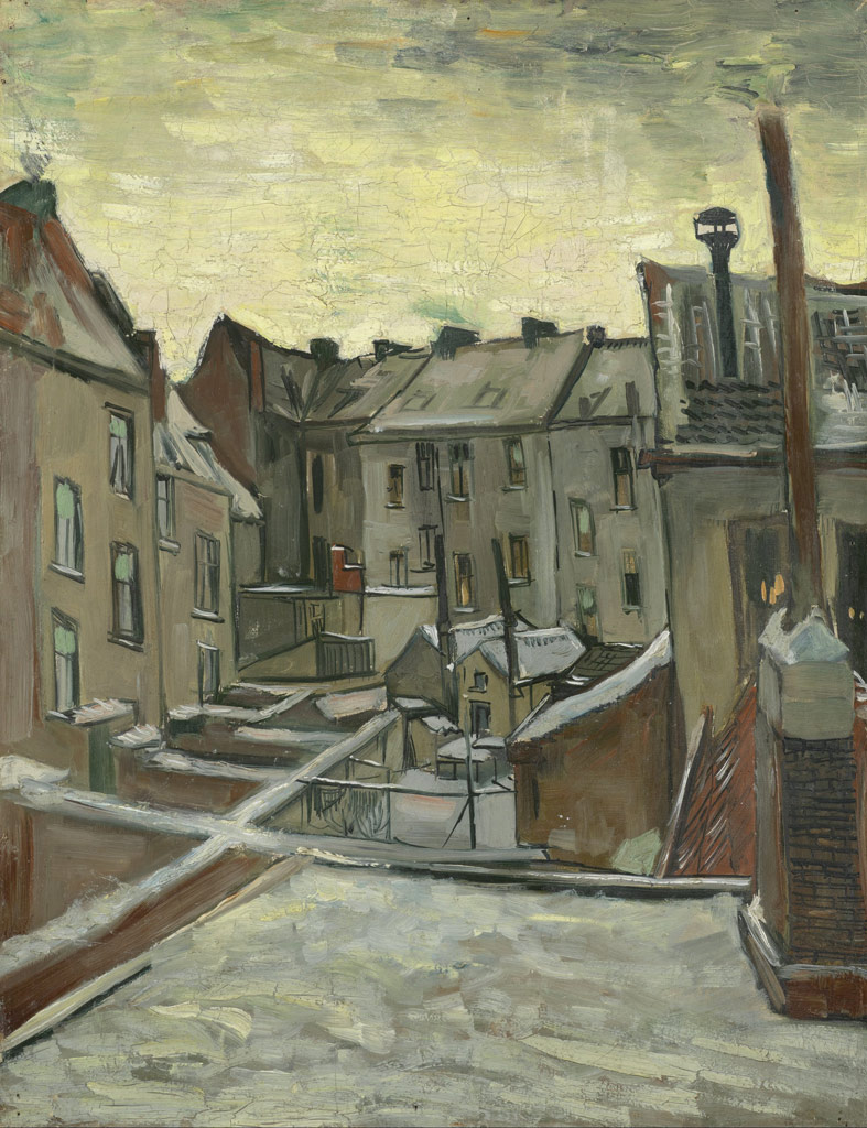 雪の中のアントウェルペンの古い家の裏庭／Gogh