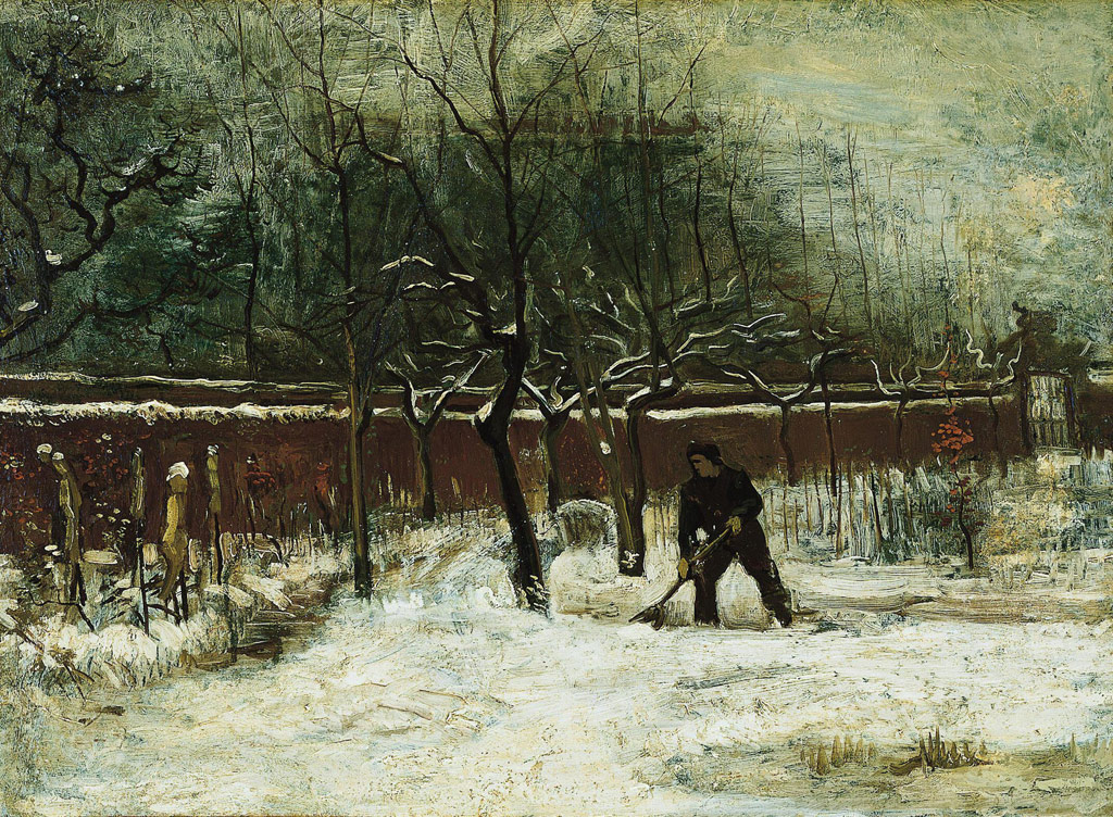 雪の中のニュネンの牧師館の庭／Gogh