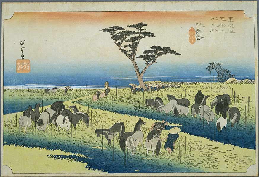 【東海道五十三次】池鯉鮒／首夏馬市／Hiroshige