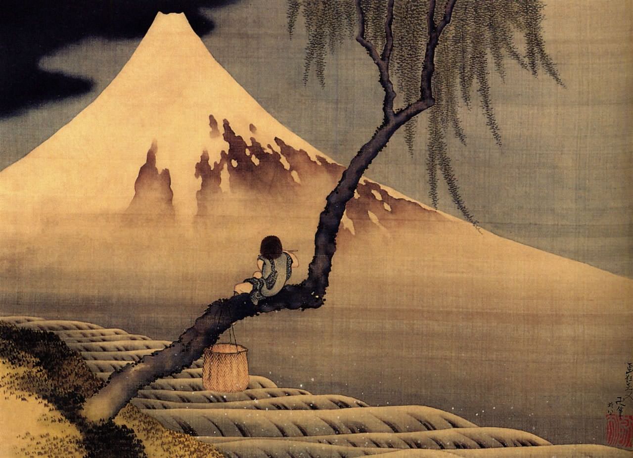 富士と笛吹童図／Hokusai