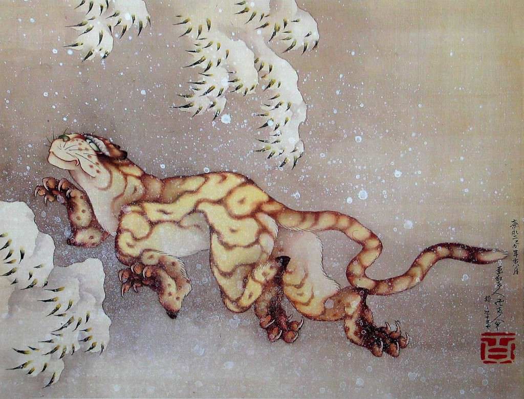 雪中虎図／Hokusai