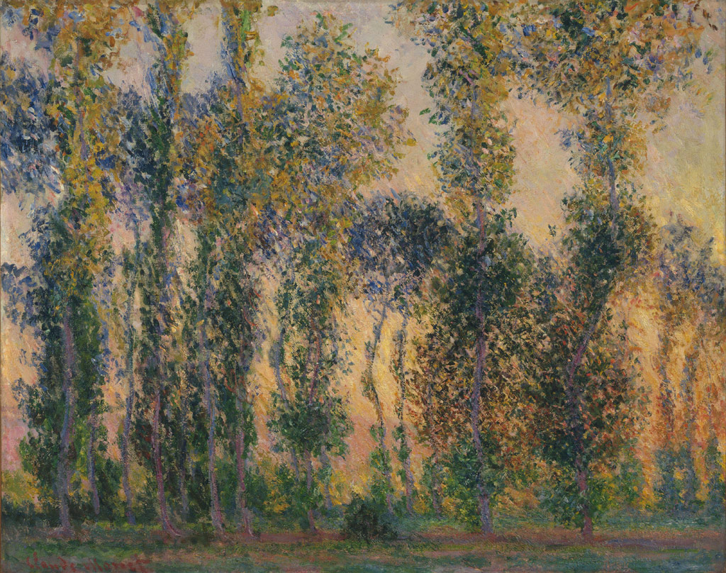 ジヴェルニーのポプラ、朝日／Monet