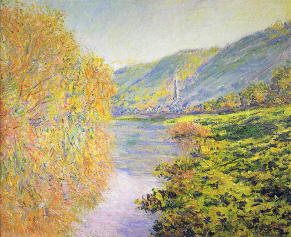 セーヌ川の川岸、秋のジュフォス／Monet