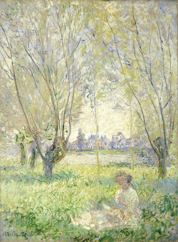 柳の下の座っている女性／Monet