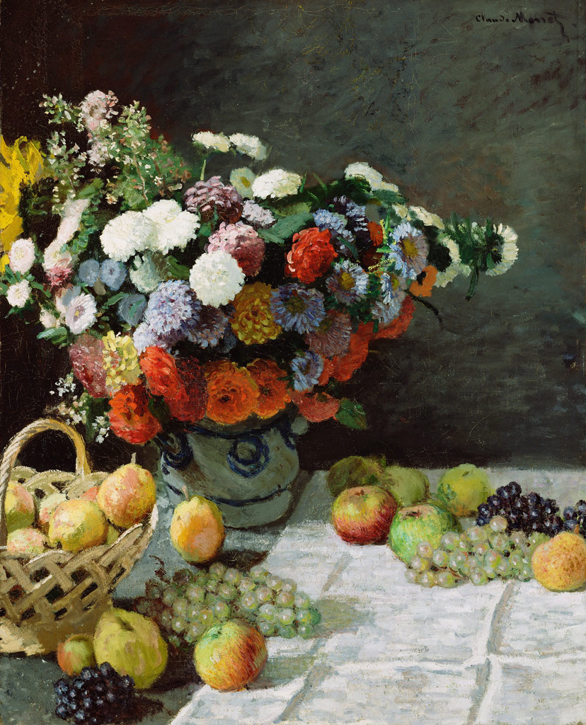 花と果物のある静物／Monet