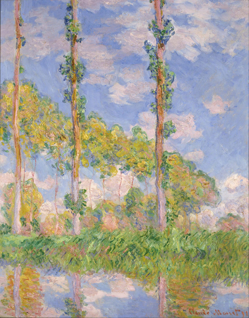 陽を浴びるポプラ並木／Monet