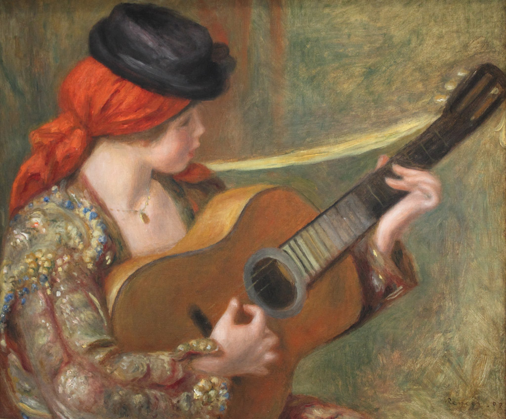 ギターを持った若いスペイン女性／Renoir