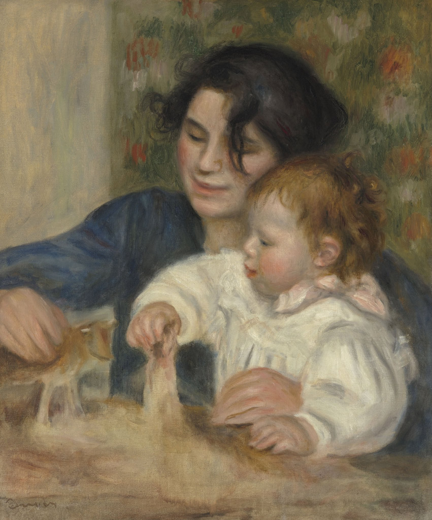 子守をするガブリエル・ルノーと幼いジャン・ルノワール／Renoir