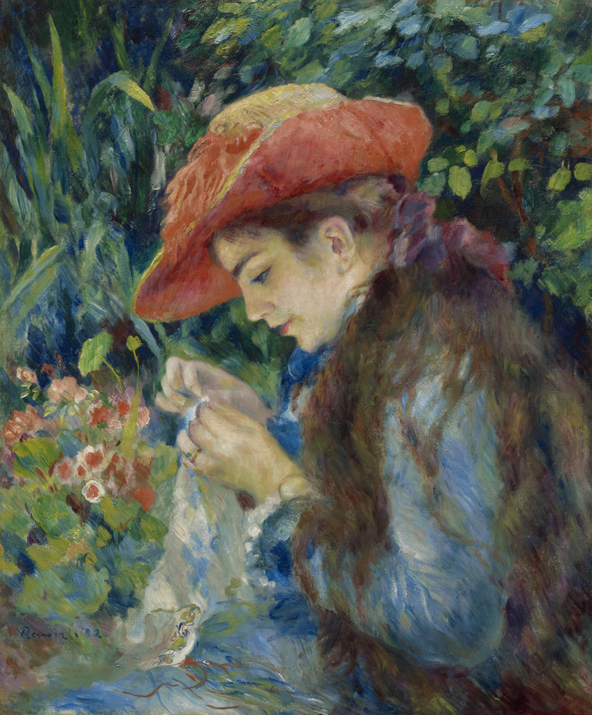 編み物をする女性／Renoir