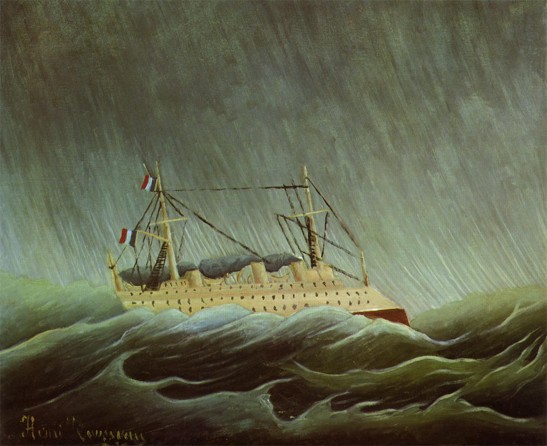 嵐の中の船／Rousseau